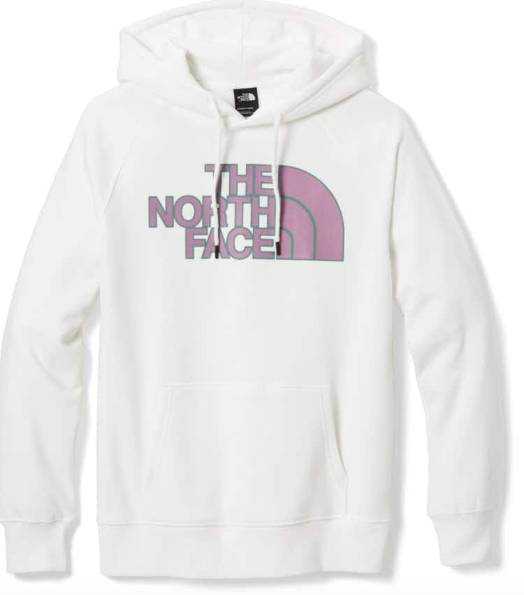 a white women's the north face hoodie