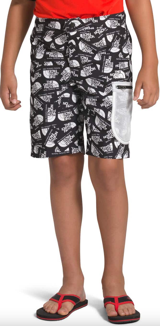 kids black and white the north face water shorts