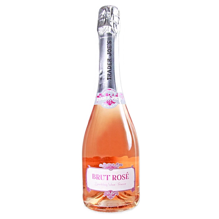 trader joe's brut rose sparkling wine bottle