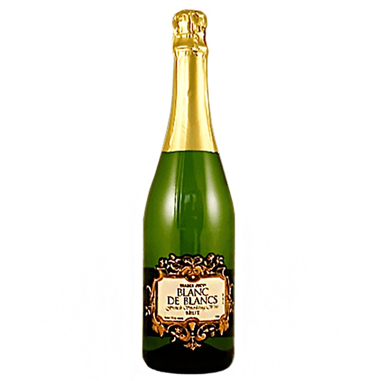 trader joe's blanc de blancs brut wine bottle