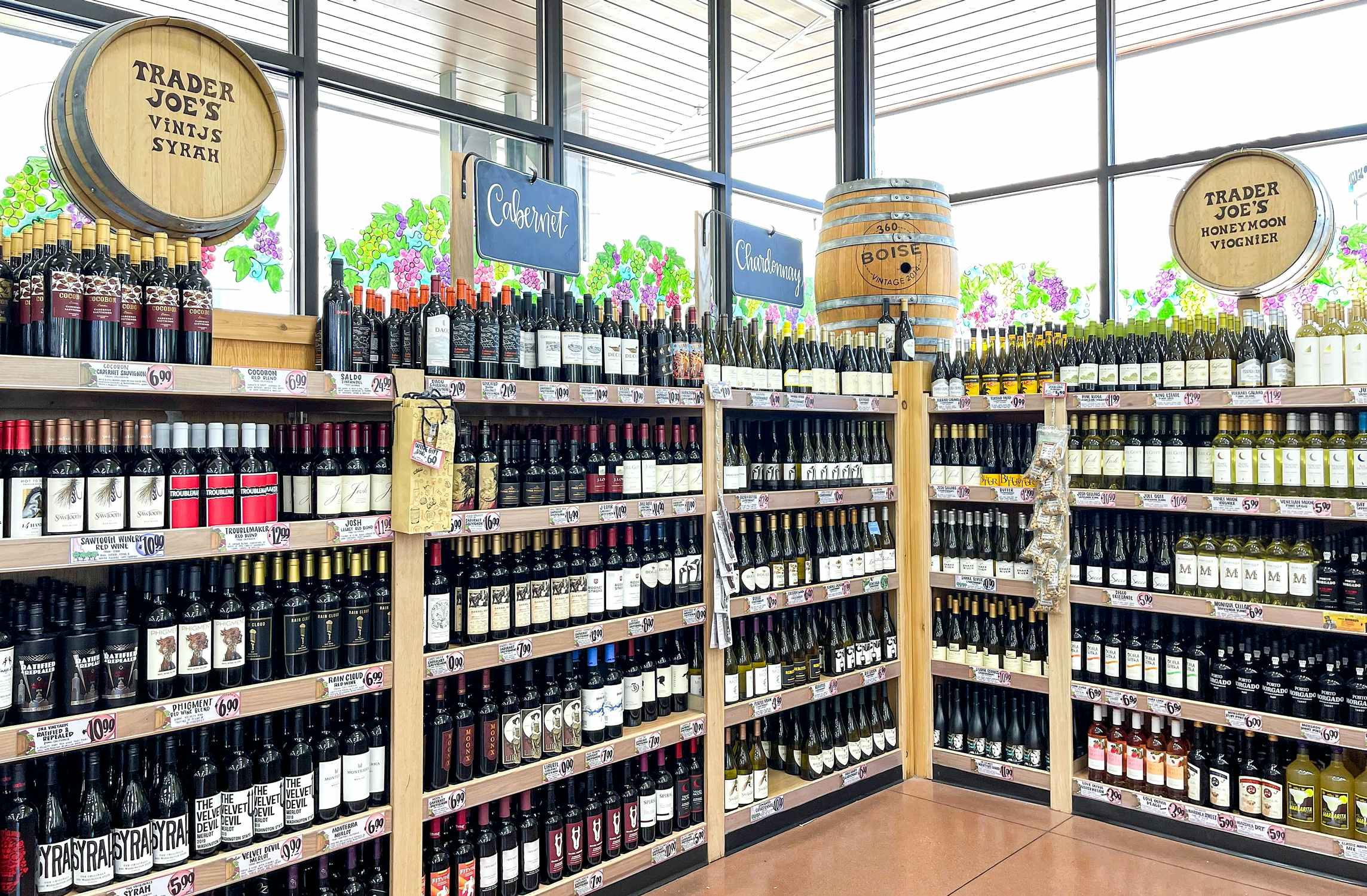 trader joes wine on display in store