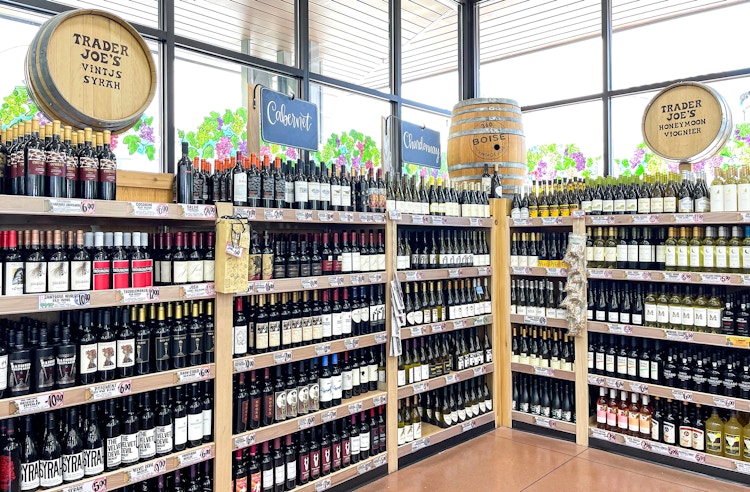 trader joes wine on display in store