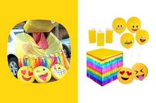 a trunk or treat idea with an Emoji theme and supplies