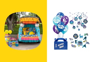 an example of fortnite themed trunk or treat decor and supplies