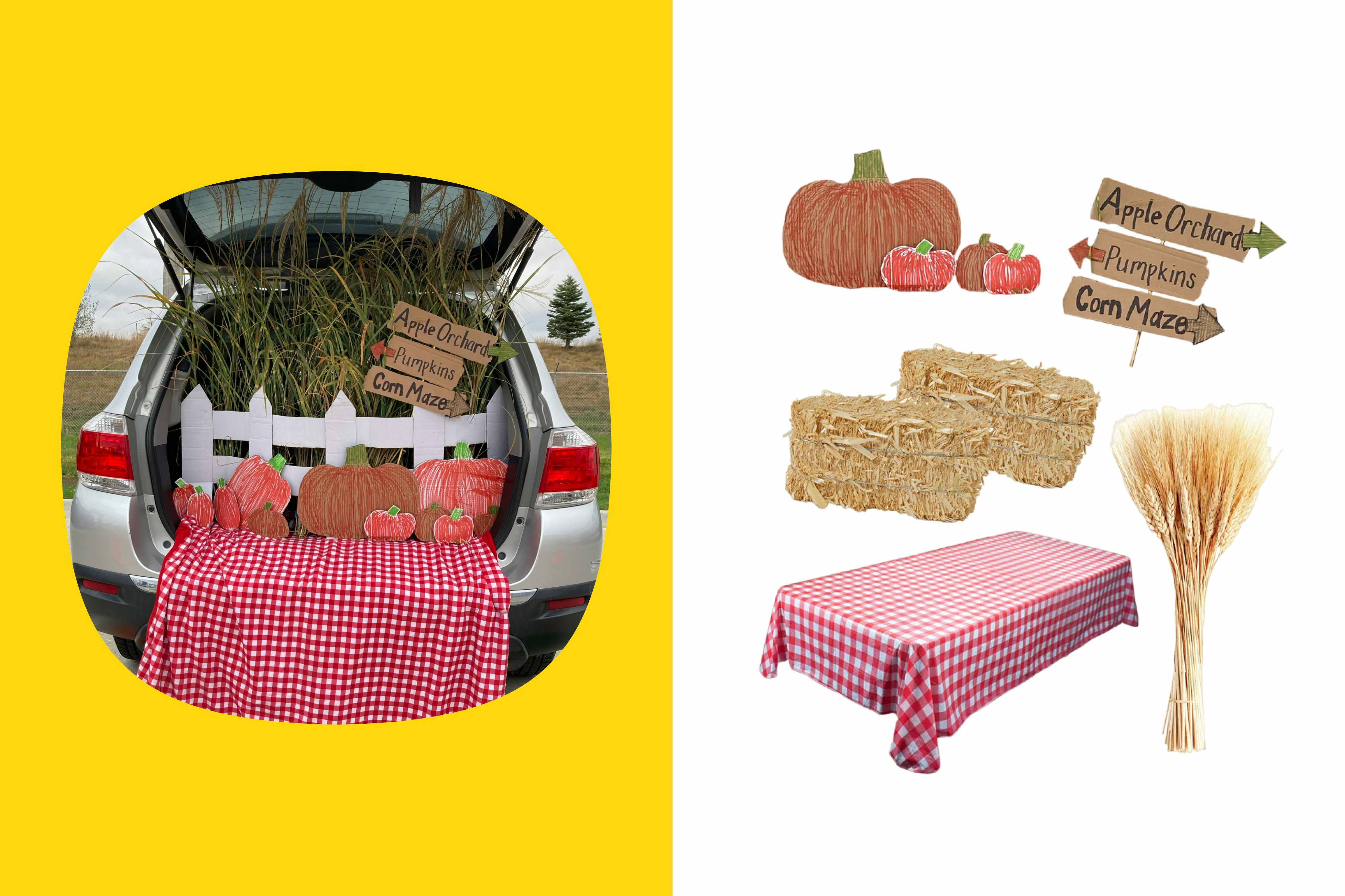 a trunk or treat idea with an Pumpkin Patch theme and supplies