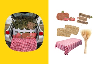 a trunk or treat idea with an Pumpkin Patch theme and supplies
