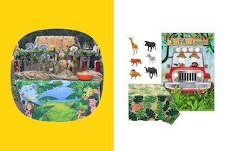 an example of safari themed trunk or treat decor and supplies