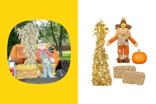 a trunk or treat idea with an Scarecrow theme and supplies