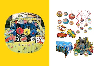 a trunk or treat idea with an Superhero theme and supplies