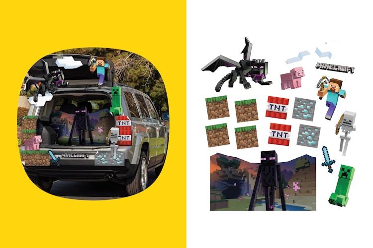 minecraft themed trunk or treat decor