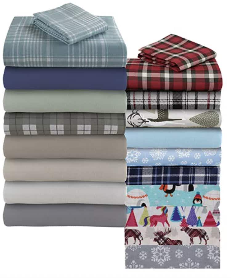 stack of flannel christmas sheets