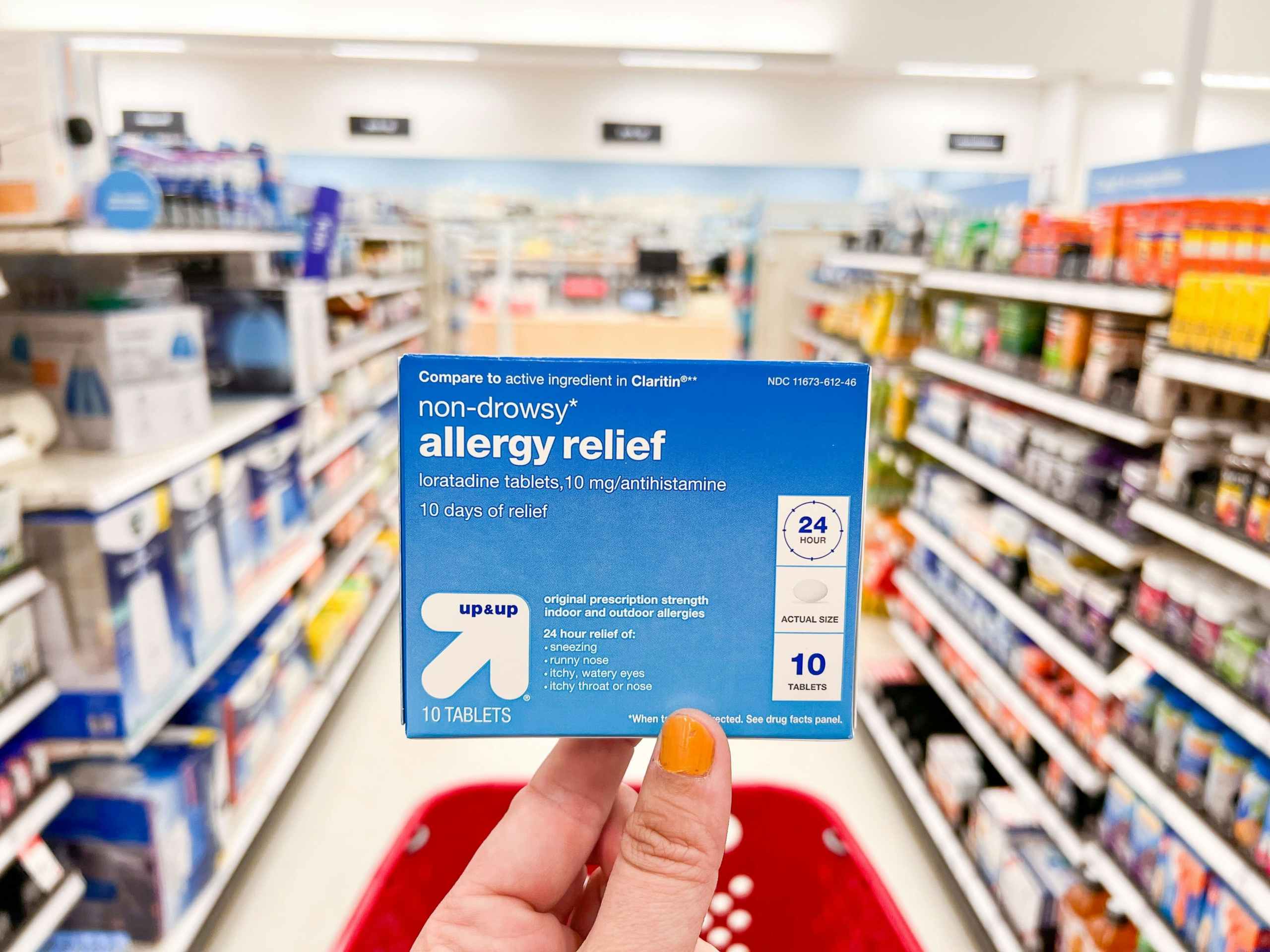 hand holding up & up allergy relief at target