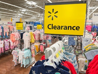 A clearance sign in the clearance section for kids pajamas