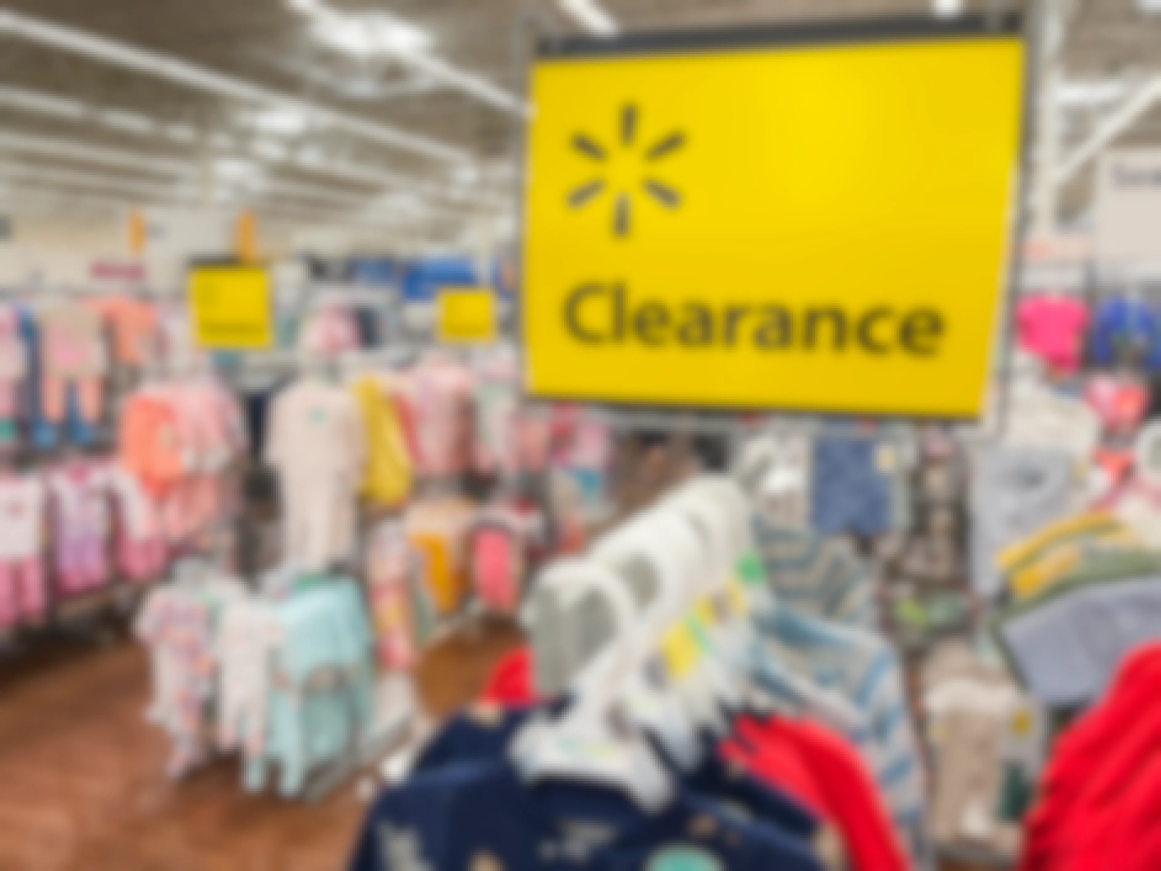 A clearance sign in the clearance section for kids pajamas