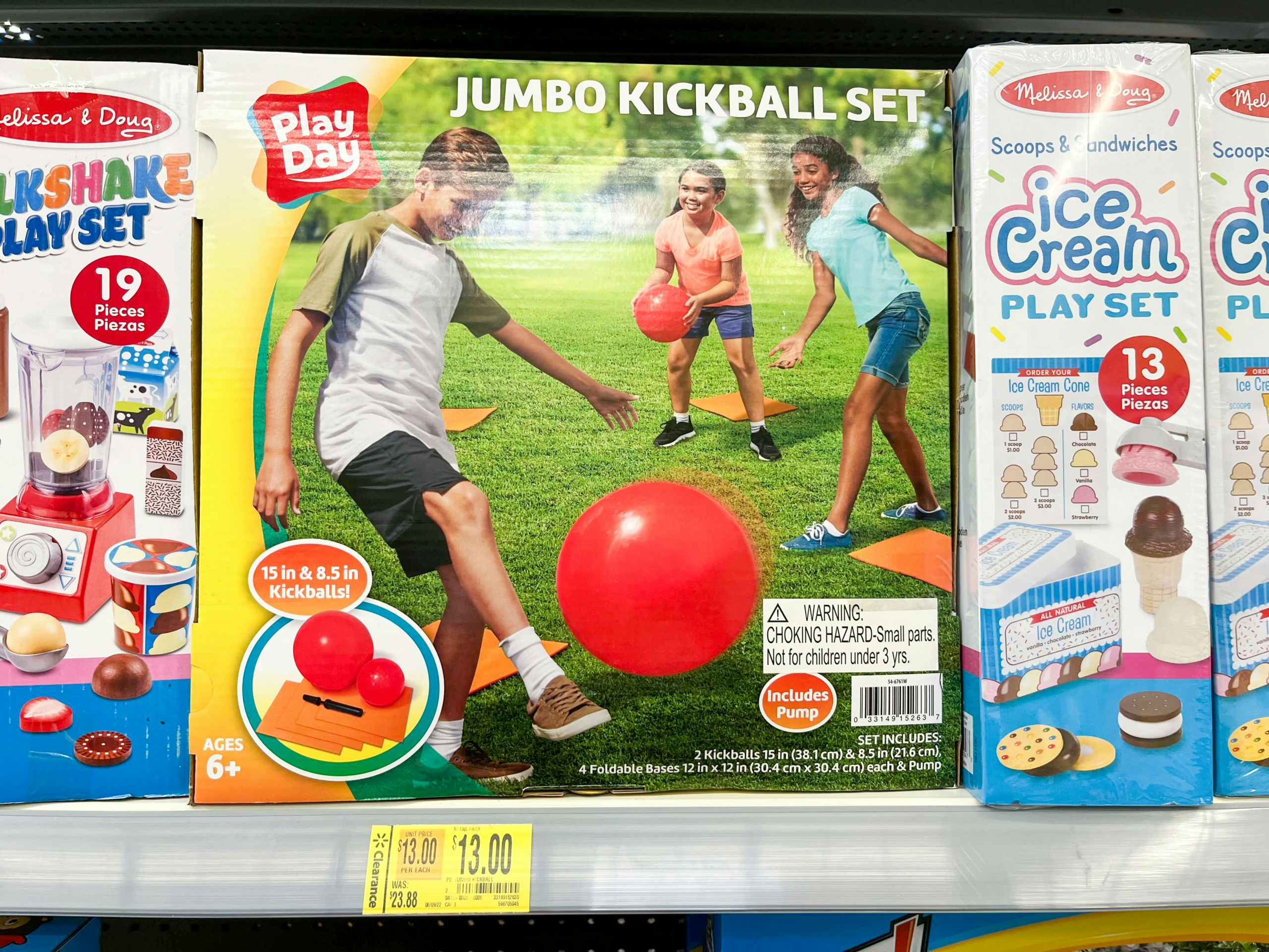 jumbo kickball with clearance tag