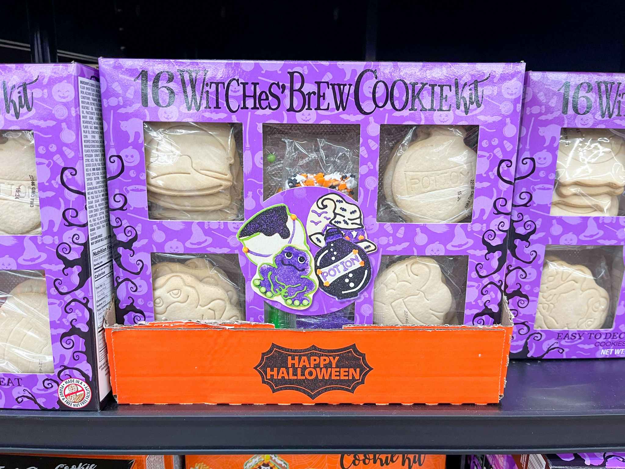 halloween witches brew cookie kit on walmart shelf