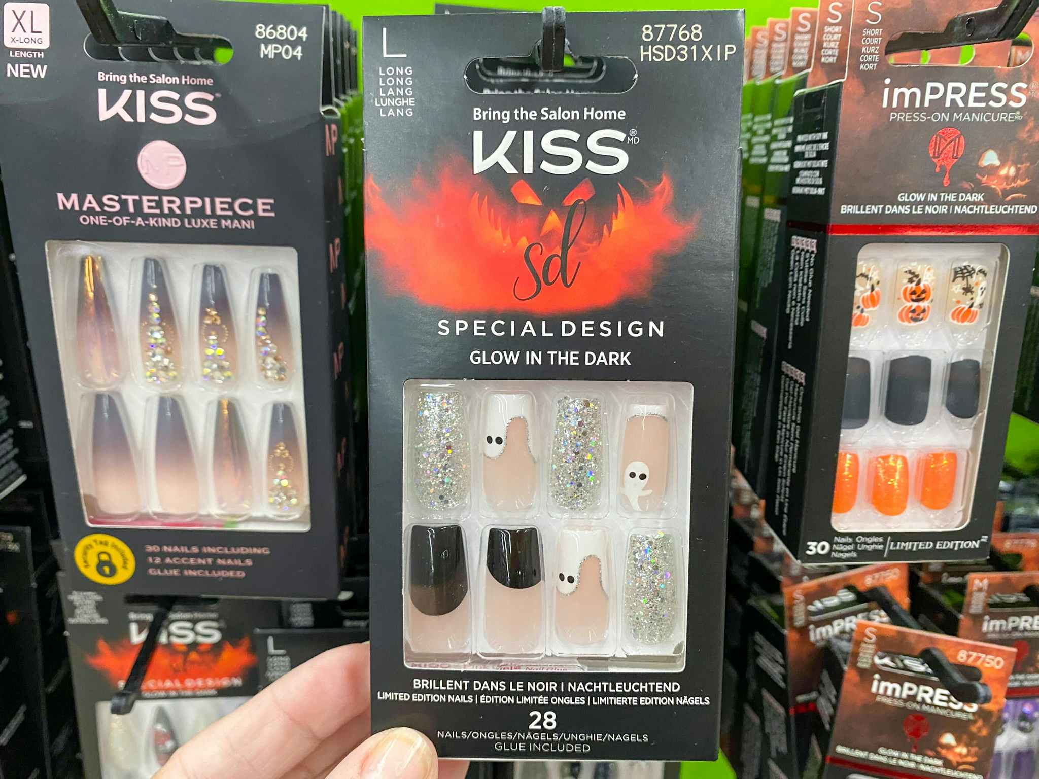 hand holding kiss halloween ghost nails at walmart