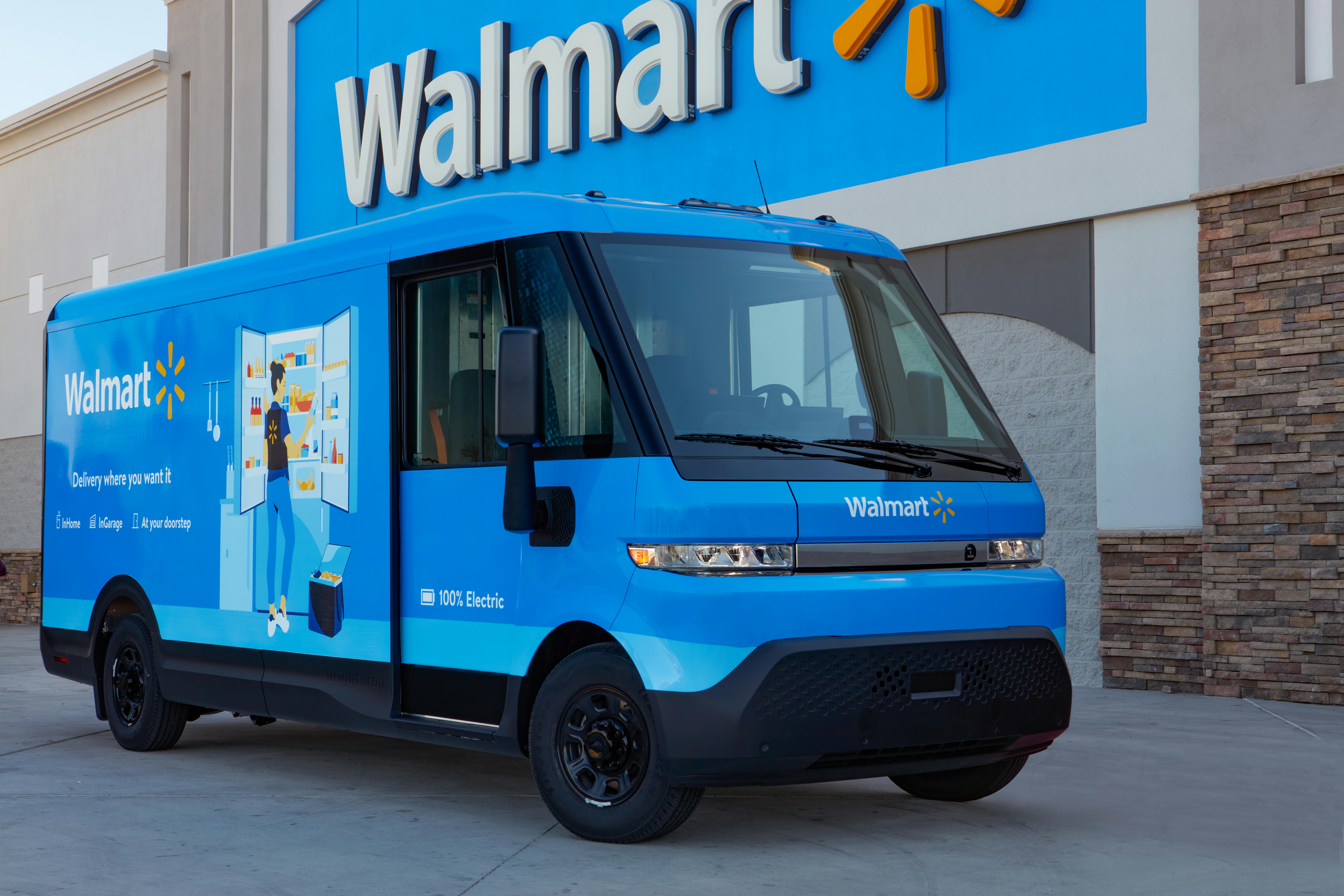 A Walmart+ grocery delivery truck