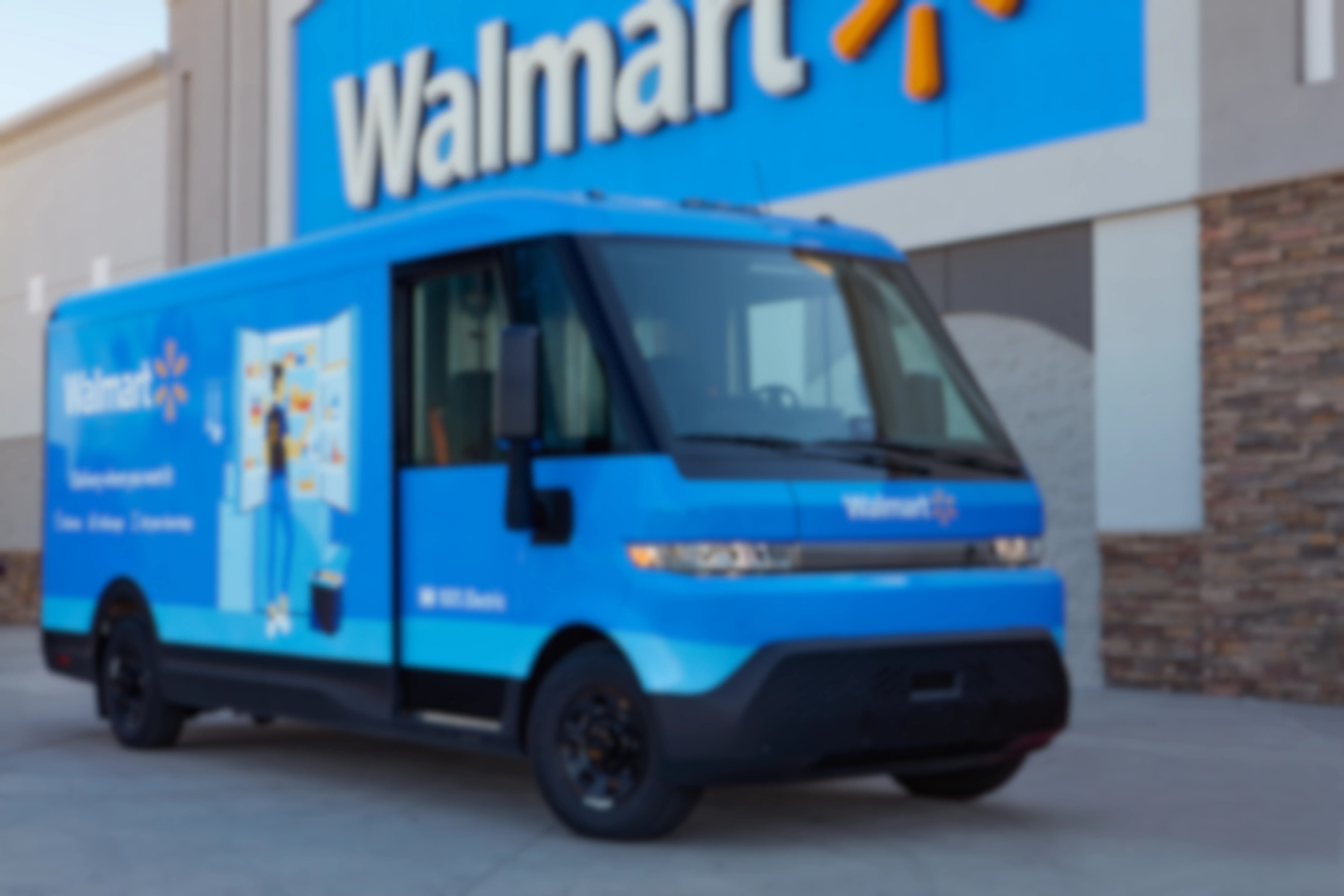 A Walmart+ grocery delivery truck