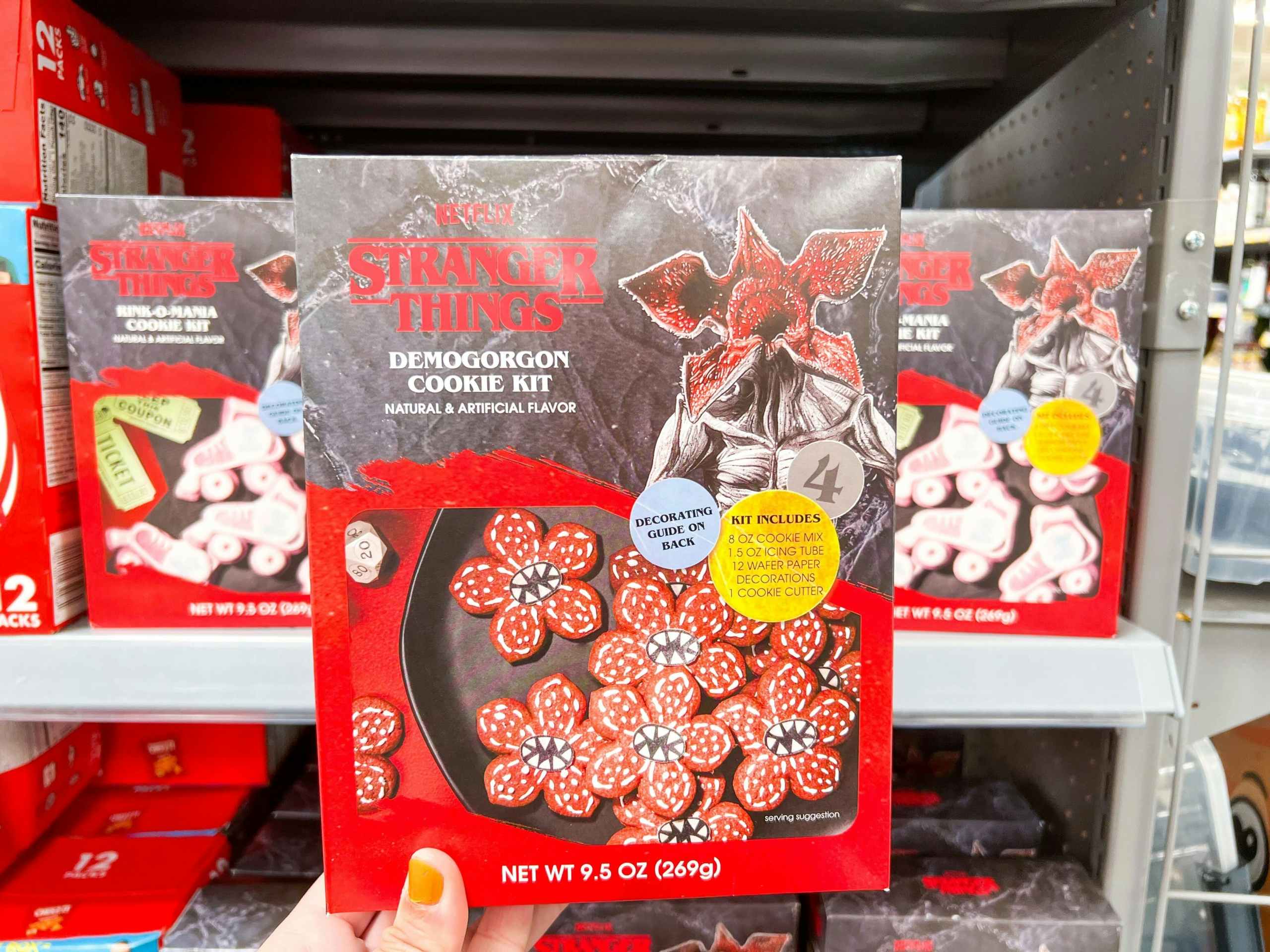 Stranger Things demogorgon cookie set in front of skate o rama cookie sets