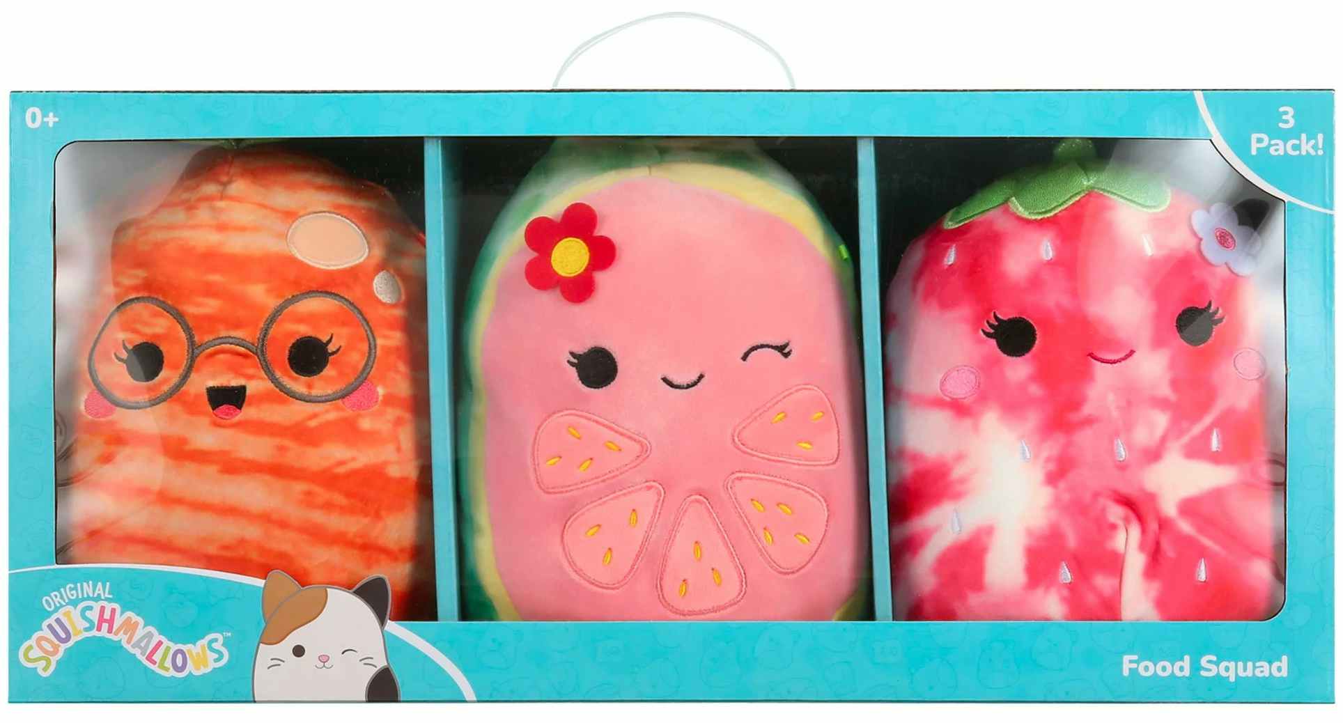 three pack of fruit squishmallows