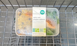 salmon in a cart at whole foods