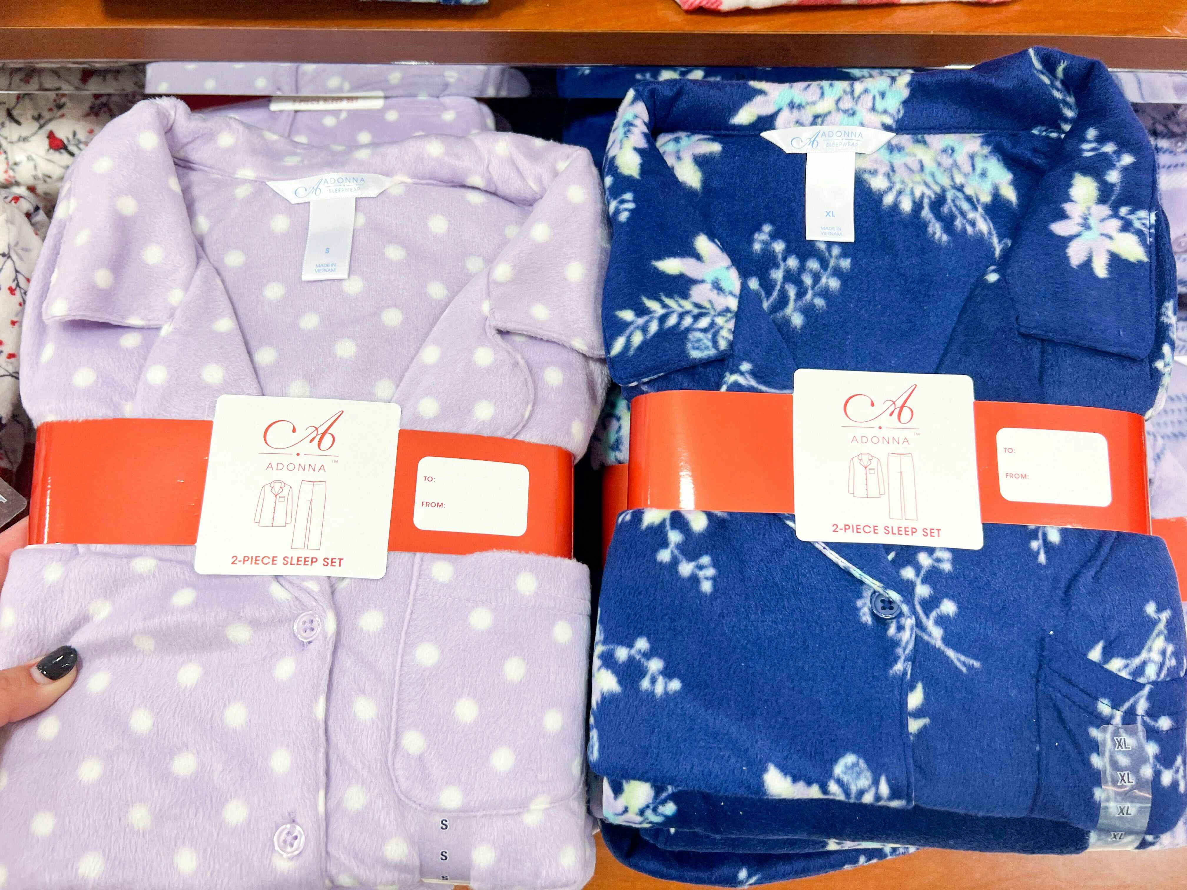 display of women's 2-piece pj sets