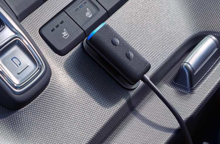 A 2nd Gen Echo Auto mounted in a vehicle.