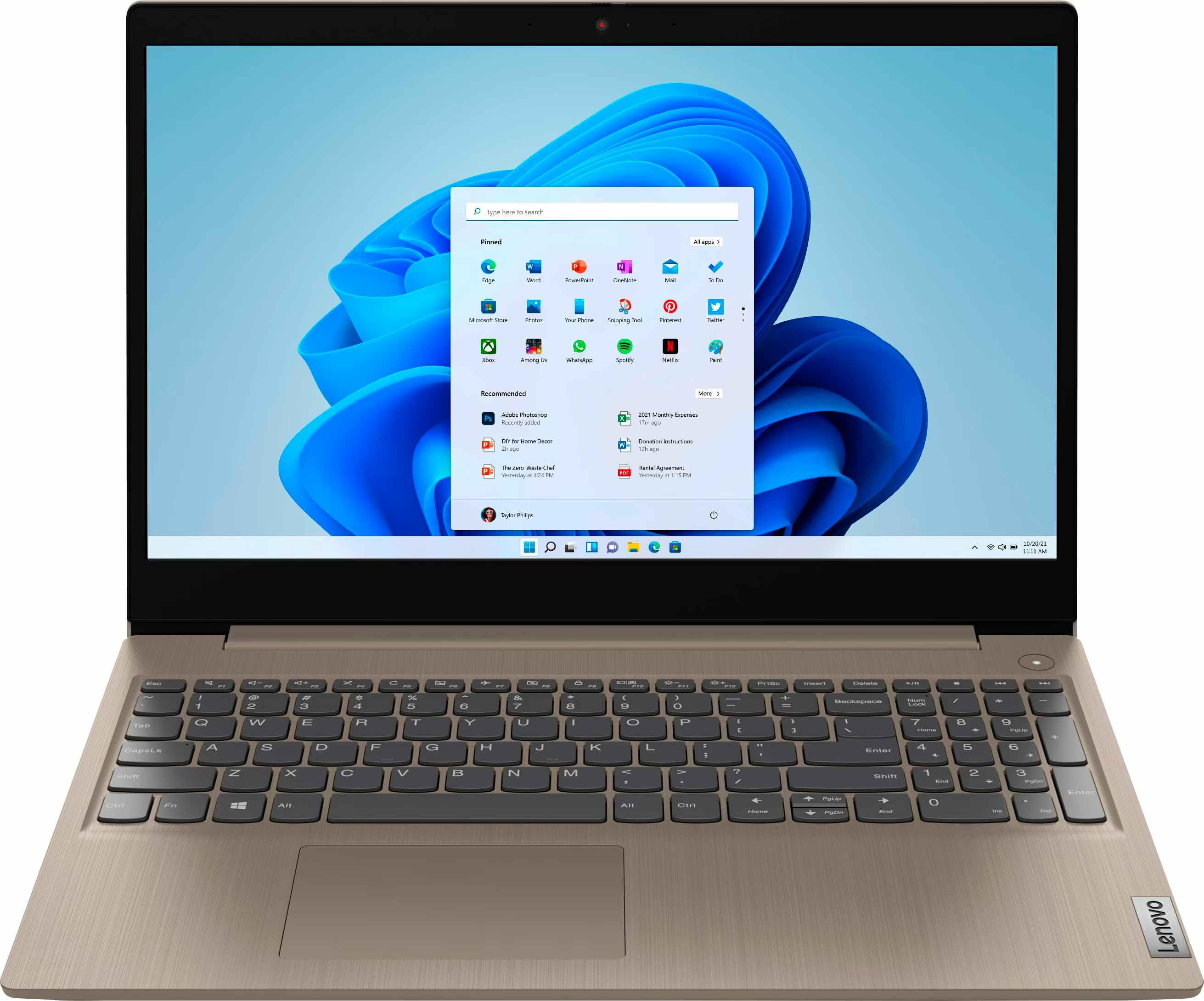 A Lenovo IdeaPad 3i on a white background