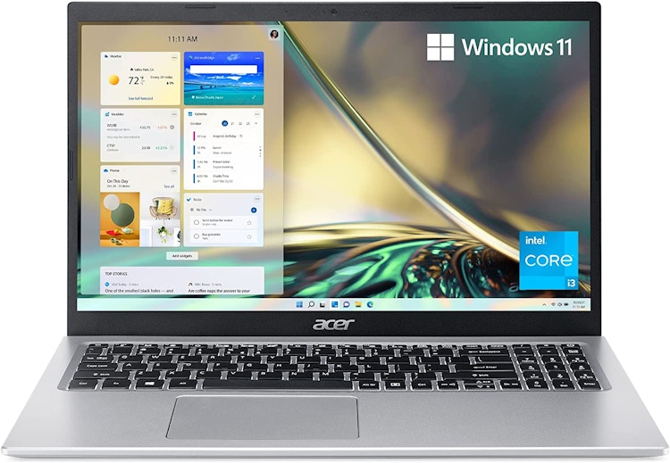 An Acer Aspire 5 on a white background