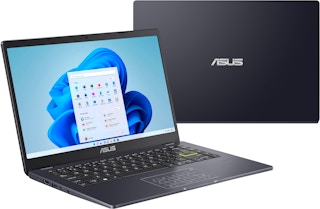 An ASUS E410 laptop on a white background.