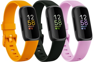 best cheap smartwatch - Three different colored Fitbit Inspire 3s on a white background