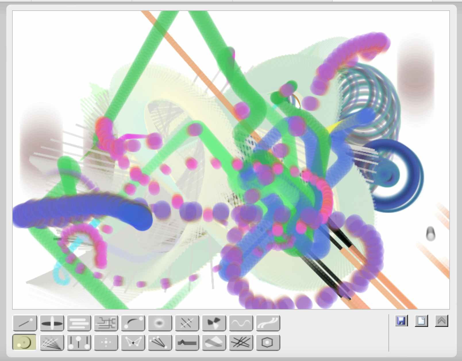 A screenshot of the Bomomo website with an abstract painting and paint tools at the bottom for kids art games.