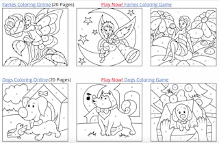 A screenshot of the Color It By Numbers webpage for kids art games.