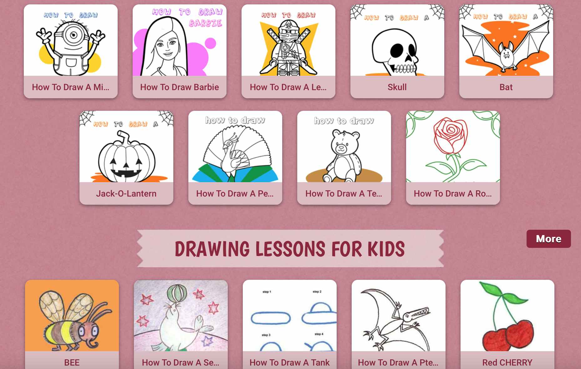 A screenshot of the Hello Kids webpage for online drawing lessons for kids.