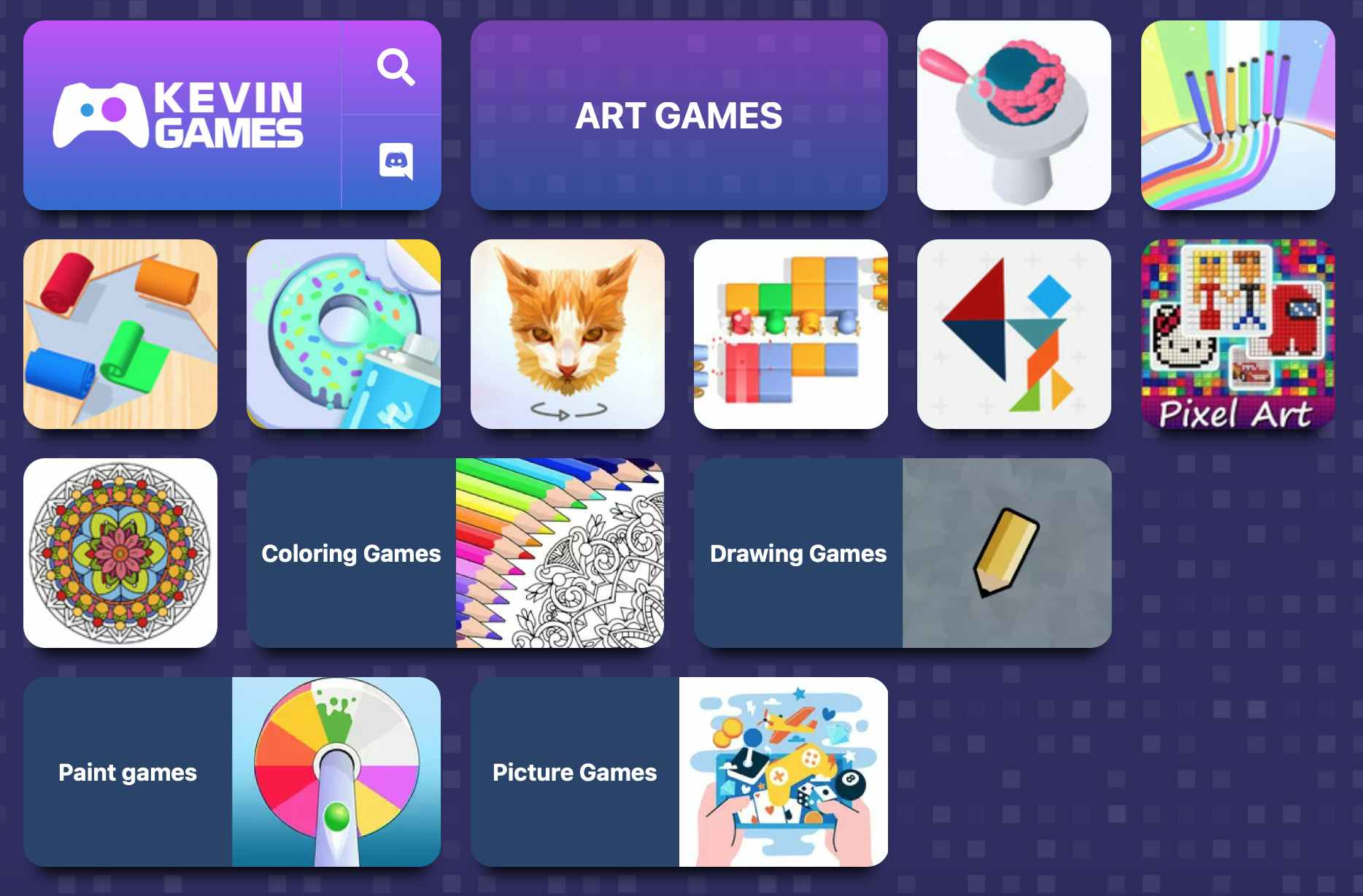 A screenshot from Kevin Games art games webpage.
