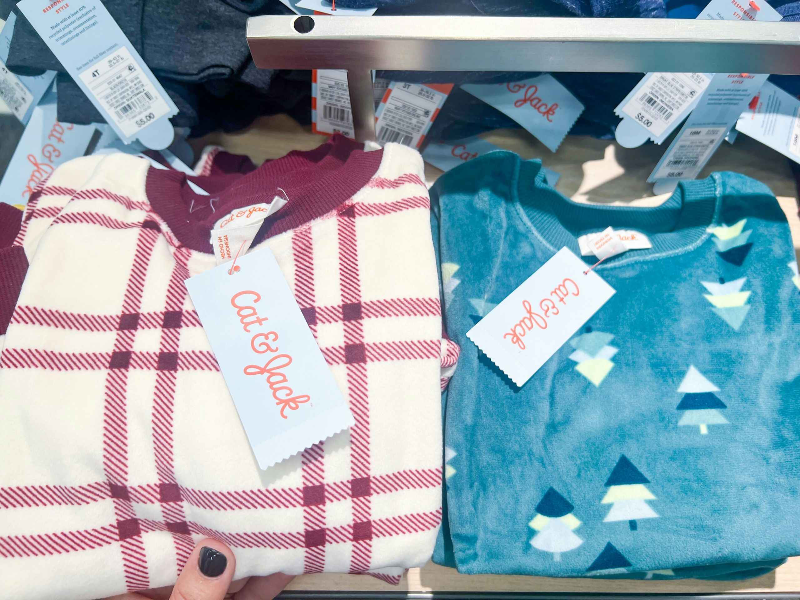 Sweaters folded on a shelf at Target