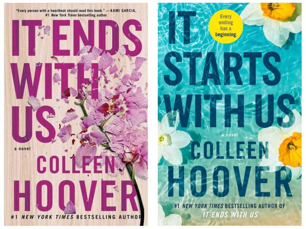 The covers for Colleen Hoover's books It Ends With Us and It Starts With Us