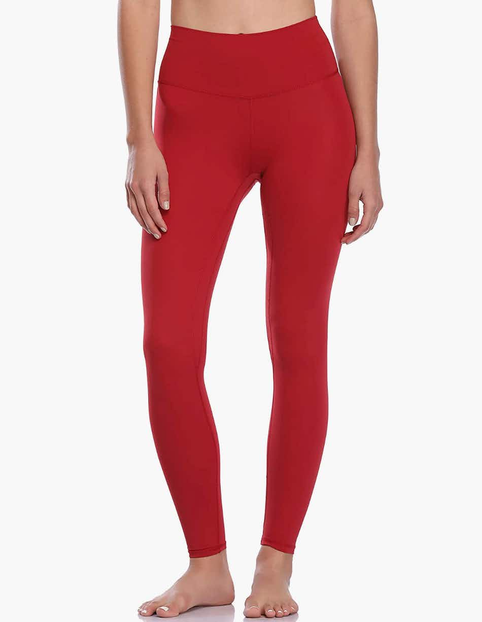 Colorfulkoala Women's Buttery Soft High Waisted Yoga Pants Full-Length Leggings in Red