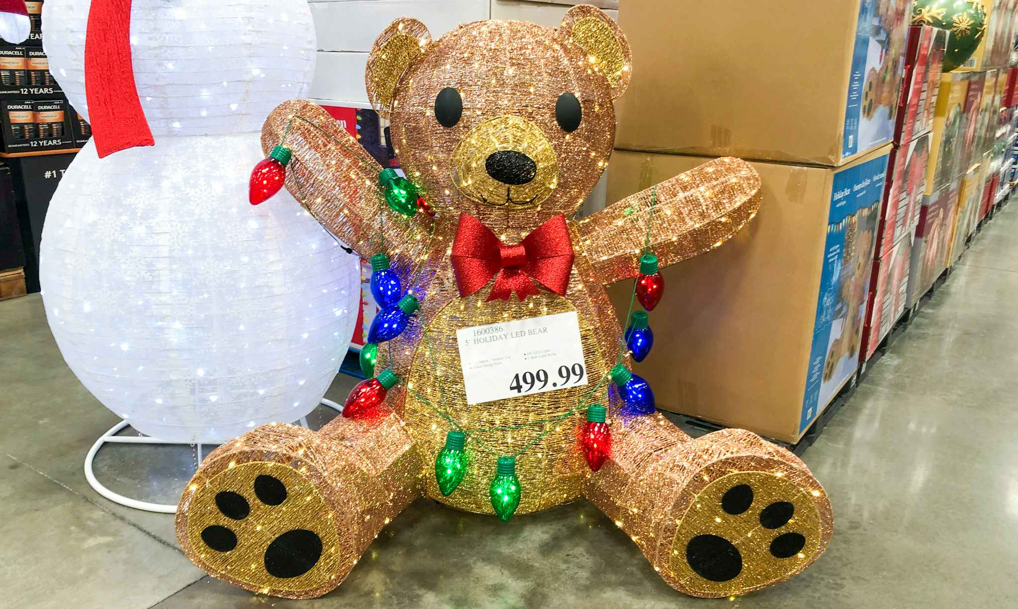 holiday bear with led lights at Costco