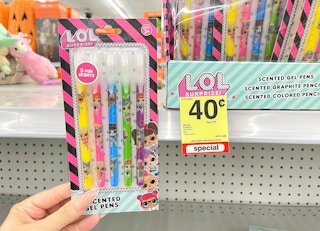 lol surprise pencils next to clearance tag