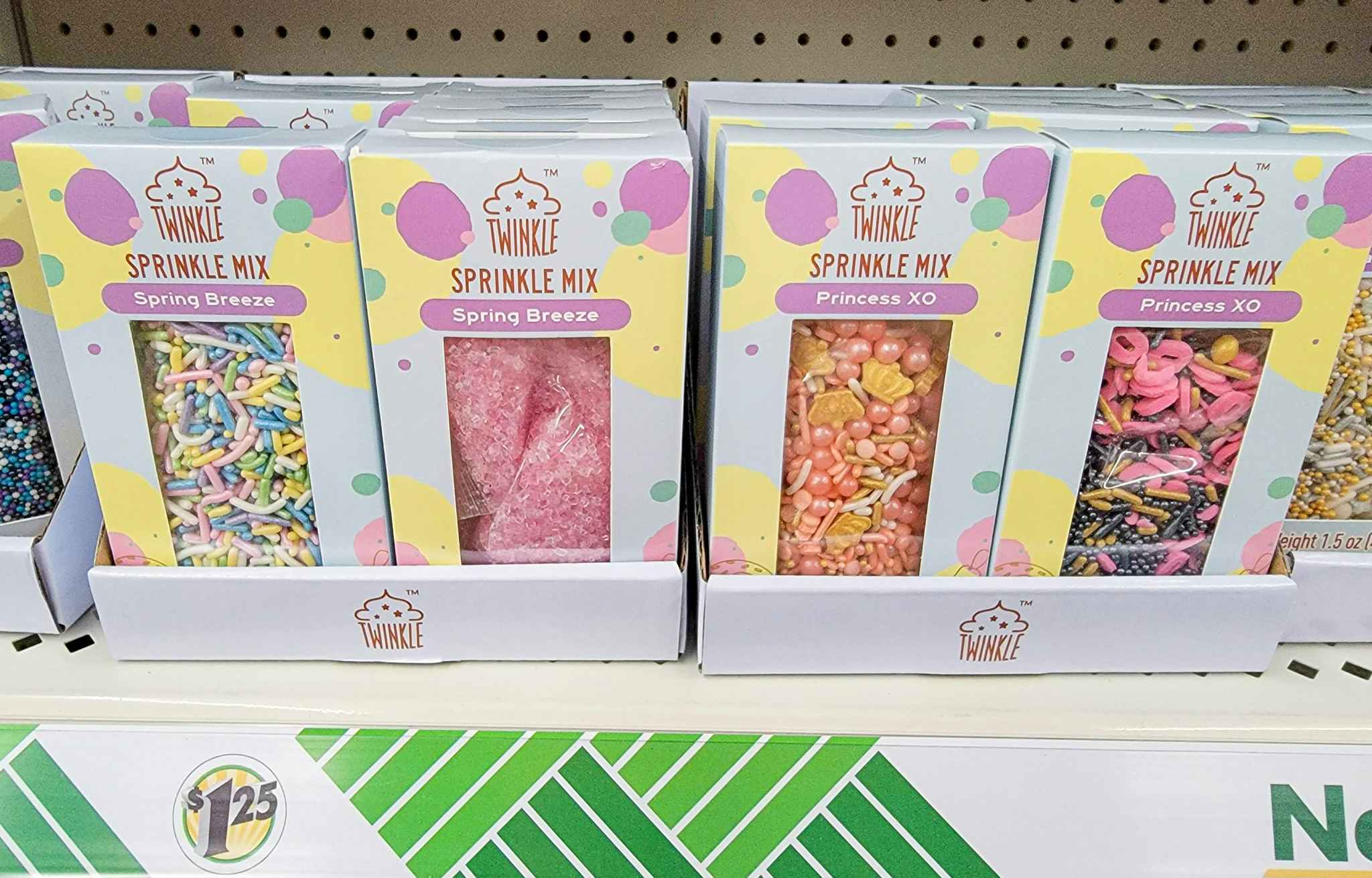 various packs of sprinkles on a shelf