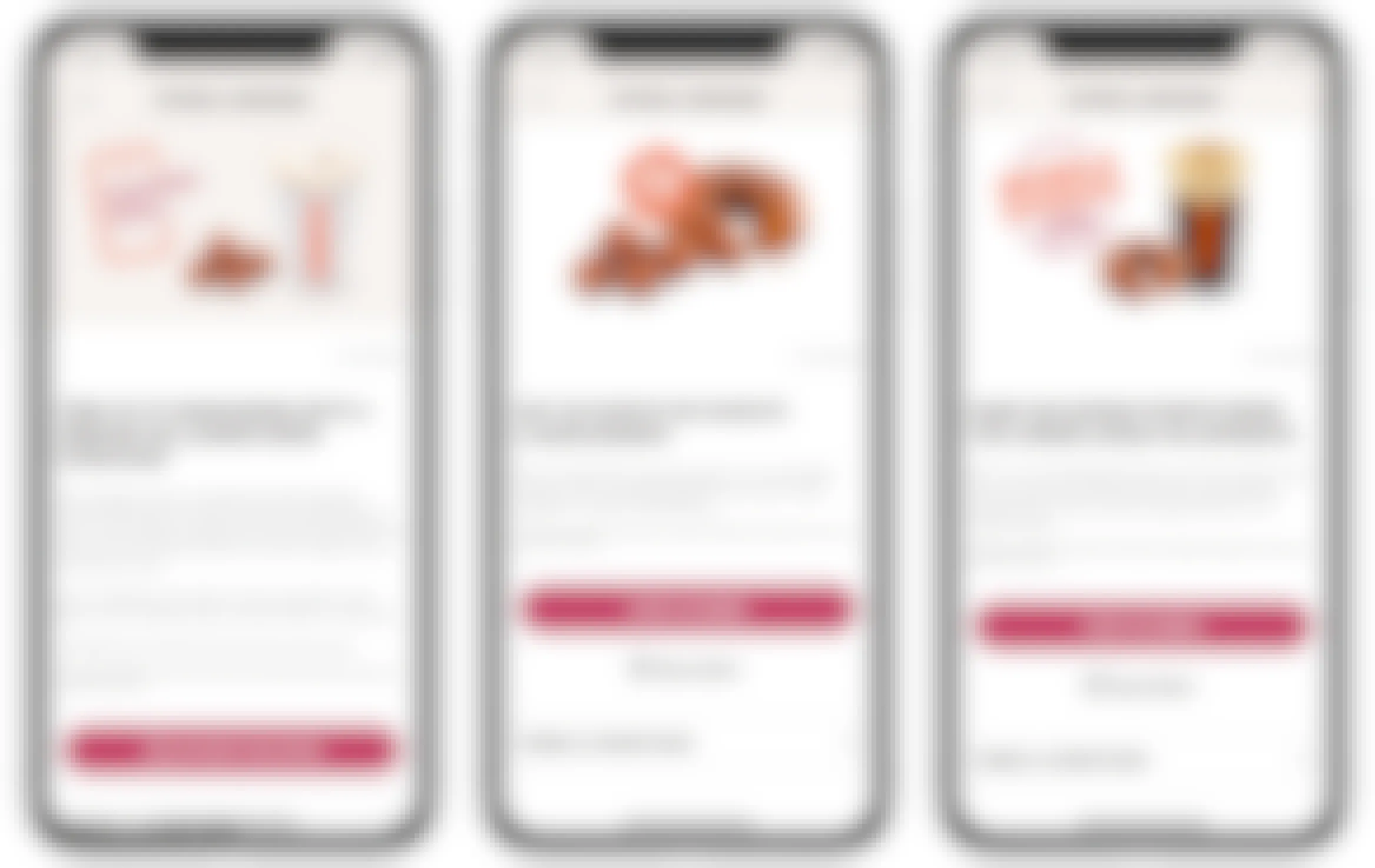 A graphic of three phones, each showing a different exclusive offer on the new Dunkin Rewards app