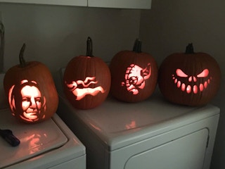 4 Carved pumpkins