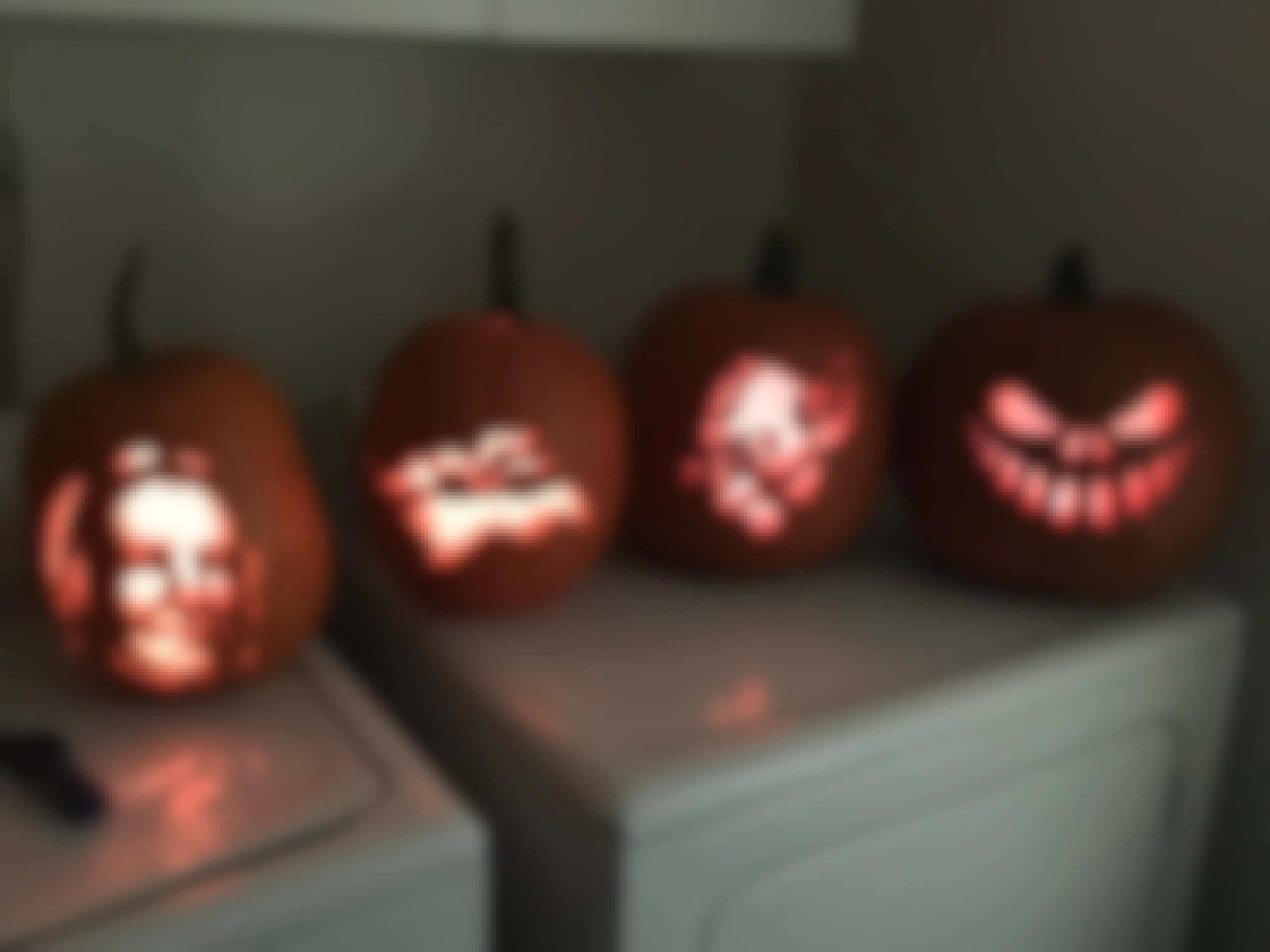 4 Carved pumpkins