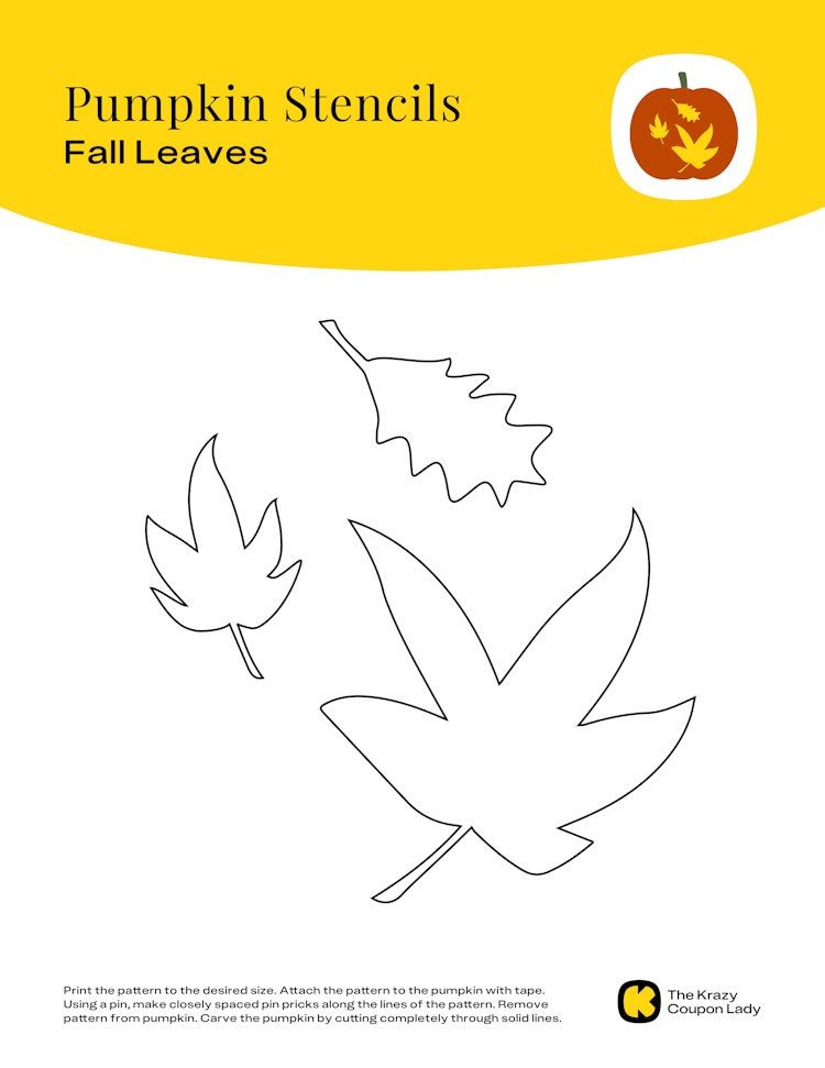 leaves pumpkin stencils printable