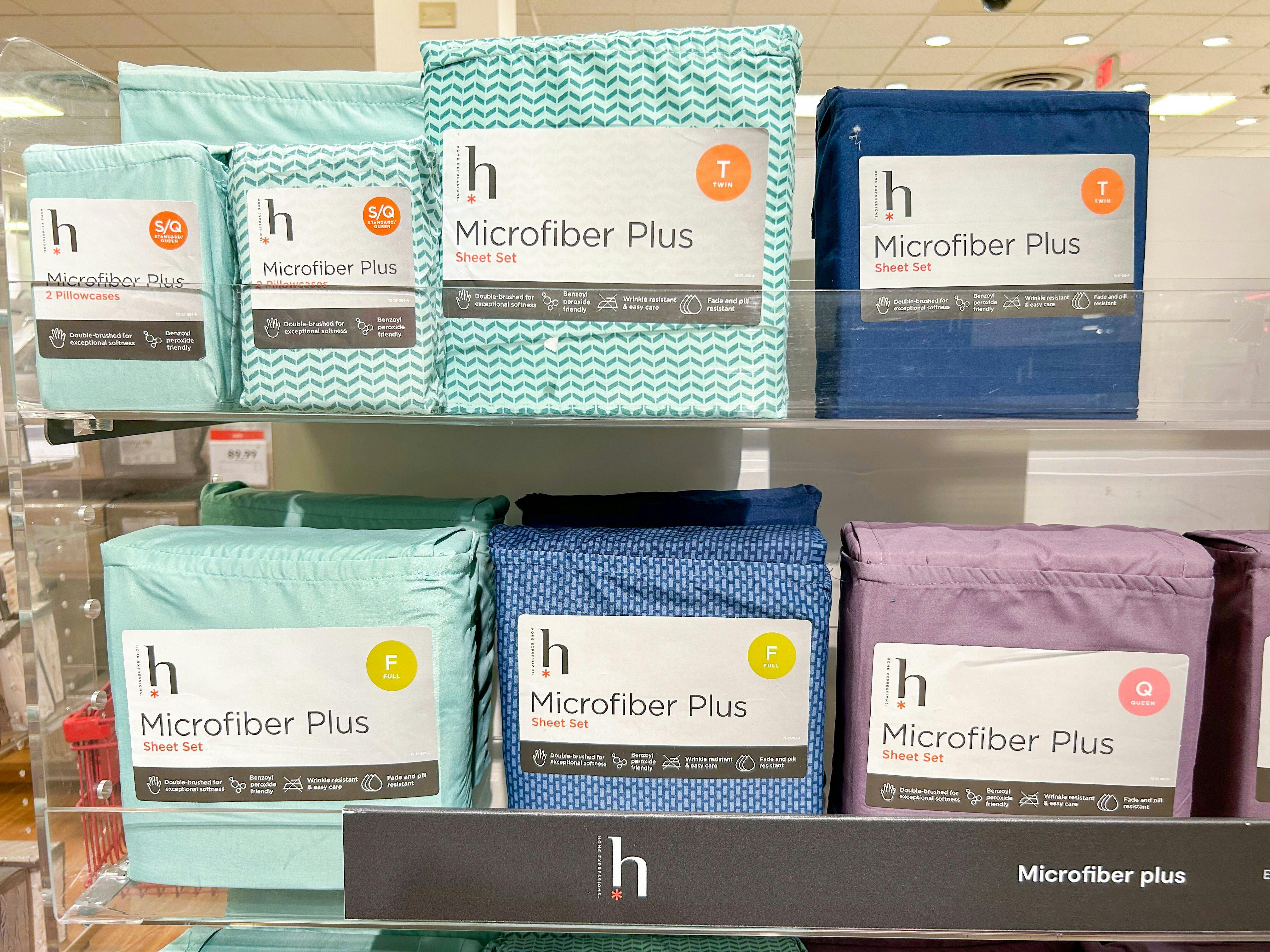 display of microfiber sheet sets