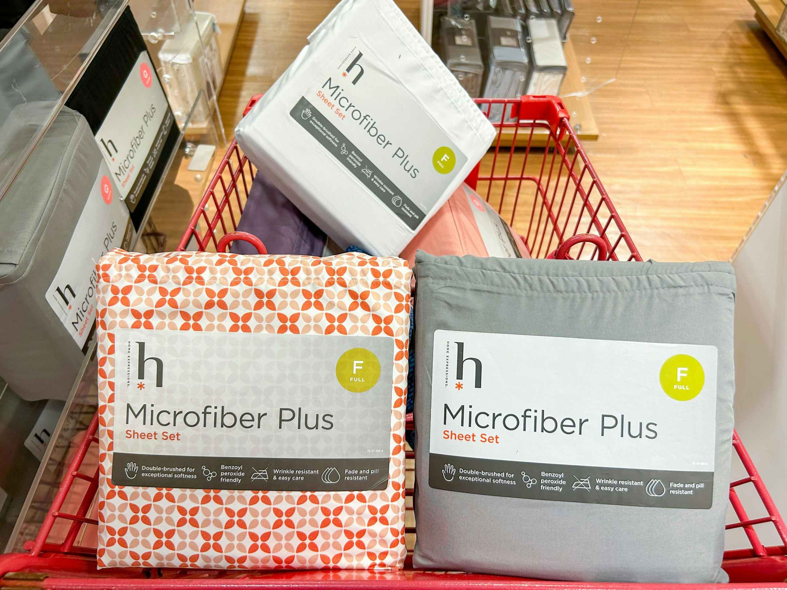microfiber sheet sets in a shopping cart