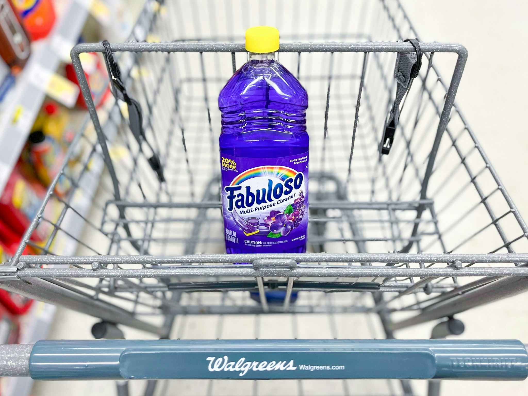 bottle of fabuloso in walgreens shopping cart