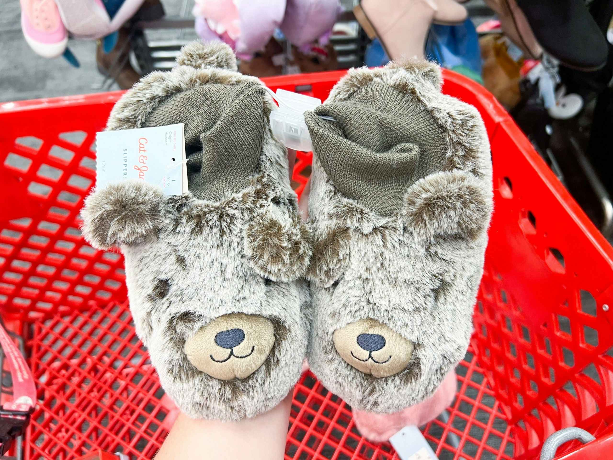 fuzzy bear kids slippers